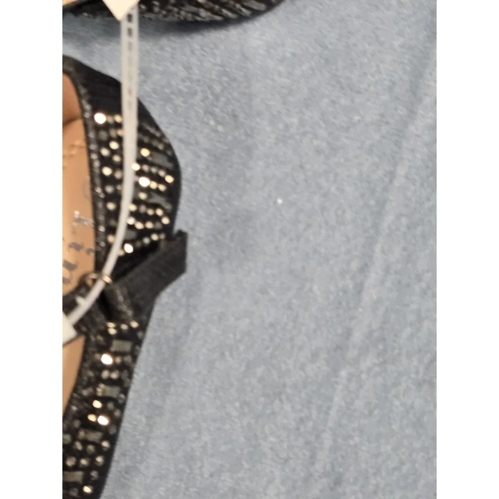 Link Comfort Girls Embellished Black Sparkly Rhinestone Mary Jane Ballet Flats 5
